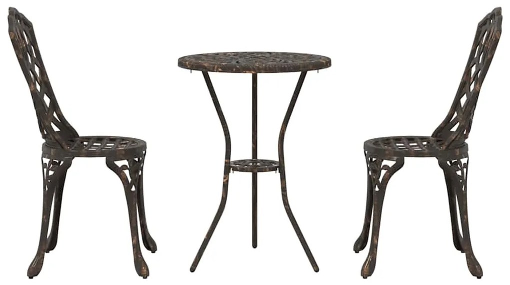 Conjunto de Bistrô de Jardim 3 Peças vidaXL em Alumínio Fundido Bronze