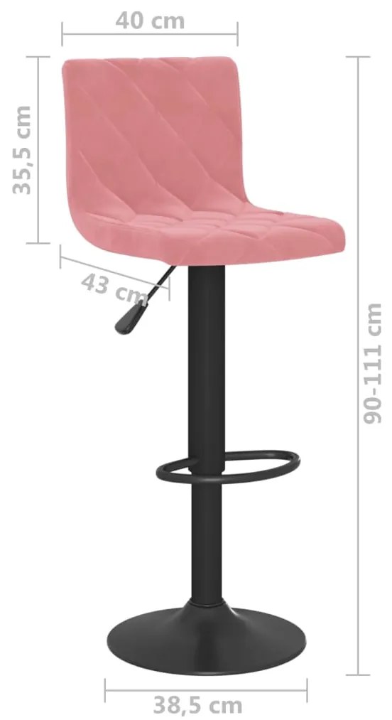 Bancos de bar 2 pcs veludo rosa