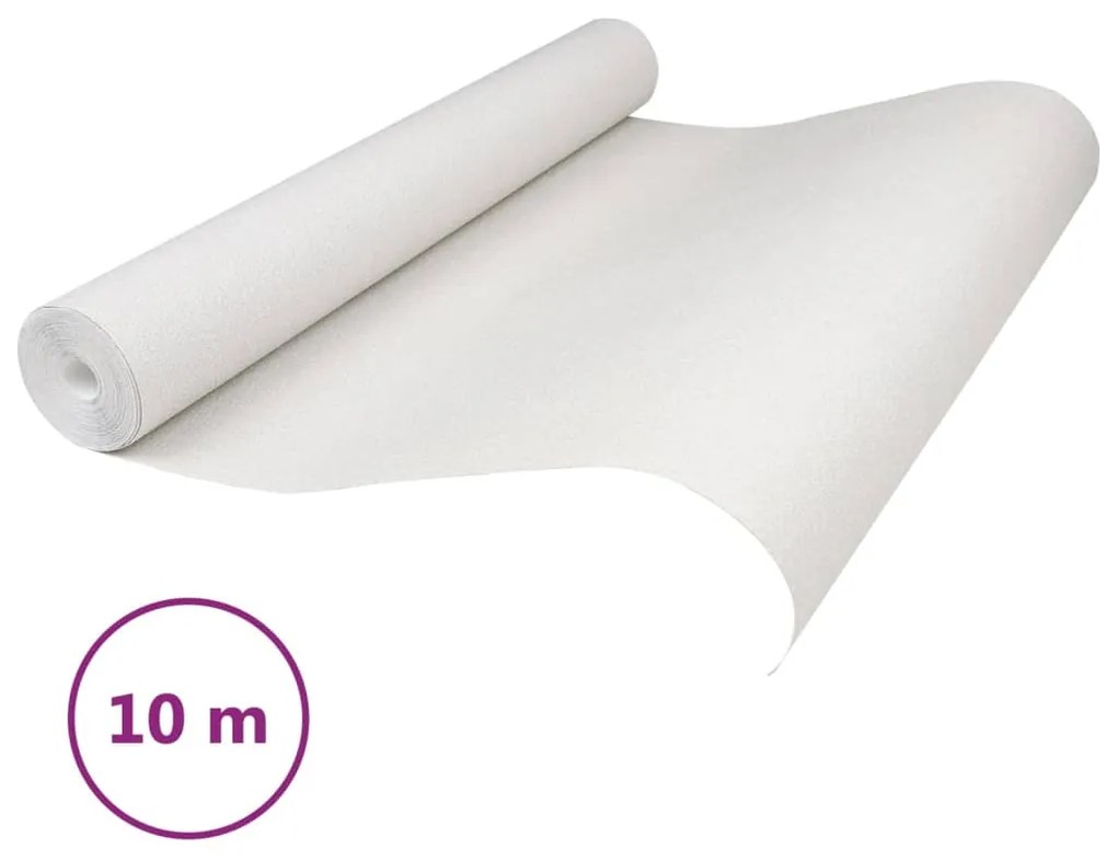 Papel parede 3D 10x0,53 m tecido não-tecido branco sólido
