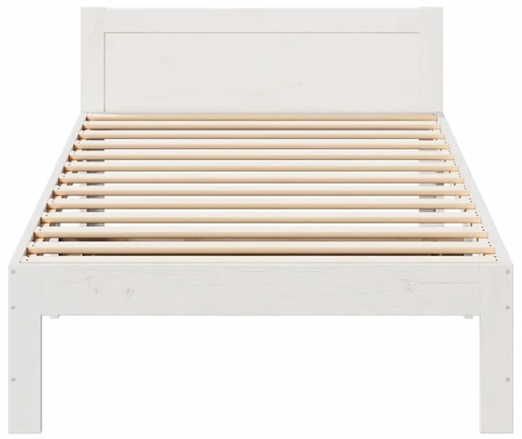 Cama sem colchão 90x200 cm madeira de pinho maciça branco