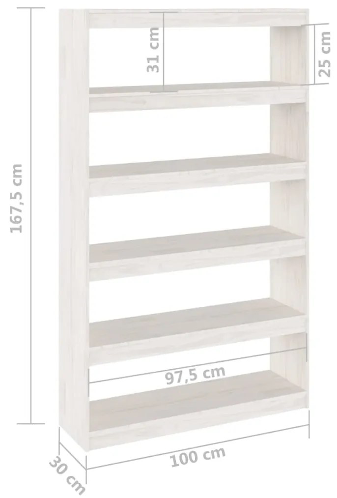 Estante/divisória 100x30x167,5 cm pinho maciço branco