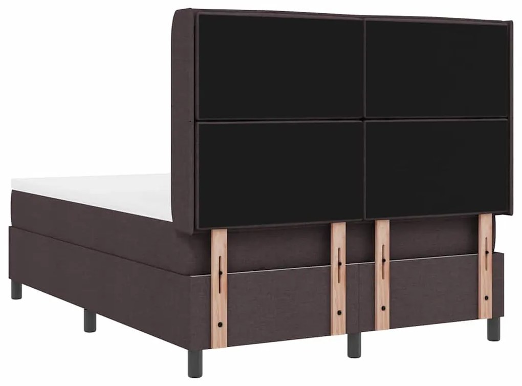 Cama Box com Colchão e LED Marron Escuro 140x200 cm Tecido