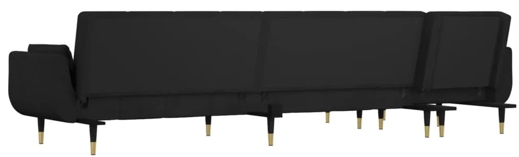 Sofá-cama em forma de L 275x140x70 cm veludo preto