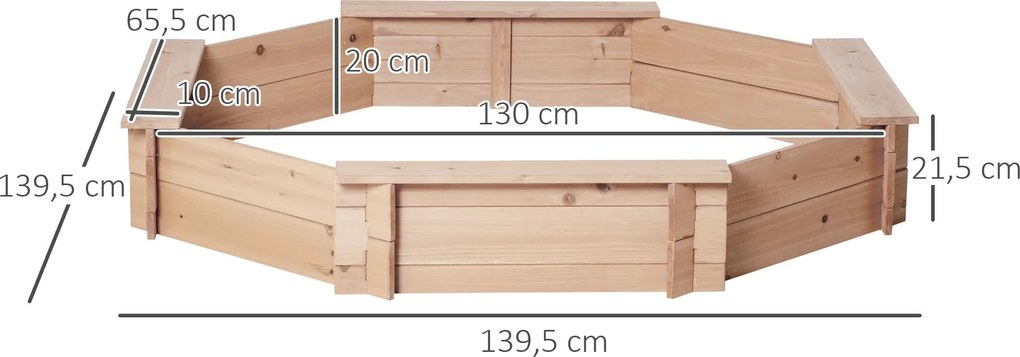 Caixa de Areia de Madeira para Crianças Caixa de Areia Infantil Octógo
