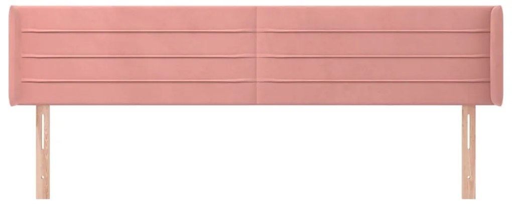 Cabeceira de cama c/ abas veludo 183x16x78/88 cm rosa