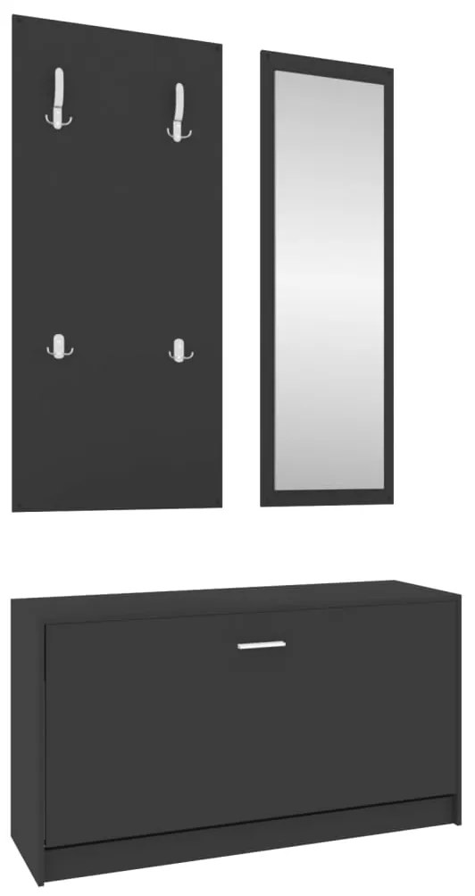 Conjunto de sapateira 3 em 1 derivados madeira preto