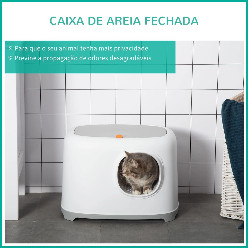 PawHut Caixa de Areia para Gatos Caixa de Areia Fechada para Gatos com