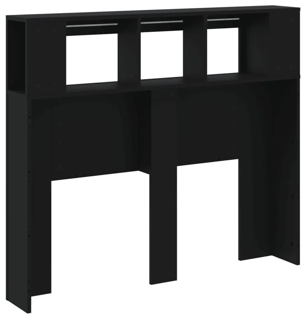 Cabeceira cama c/ LEDs 120x18,5x103,5 cm deriv. madeira preto