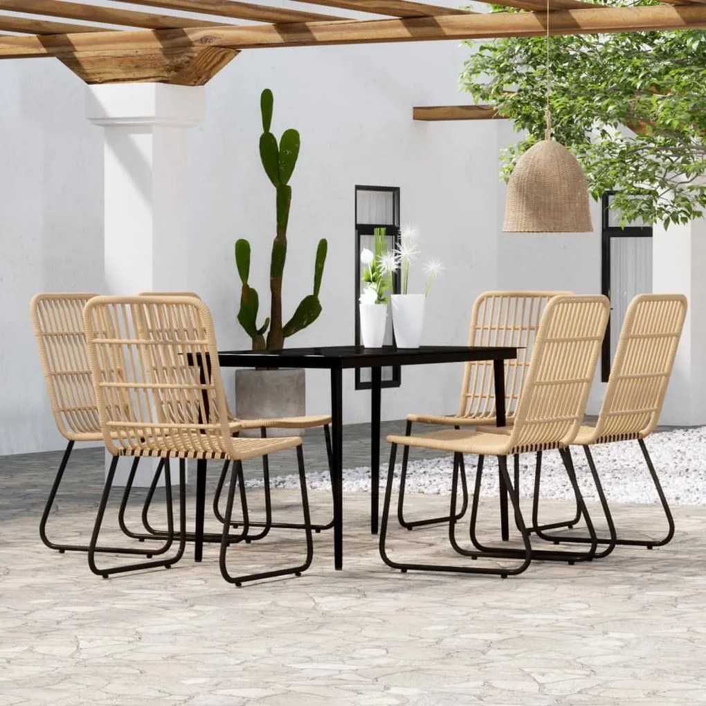 vidaXL 7 pcs conjunto de jantar para jardim cor de carvalho
