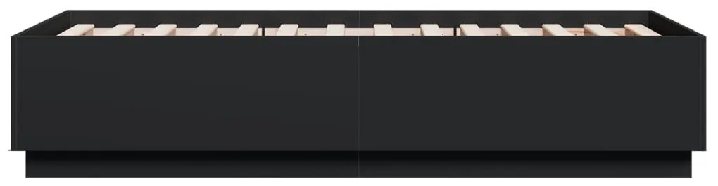 Estrutura cama c/ luzes LED 75x190cm derivados de madeira preto