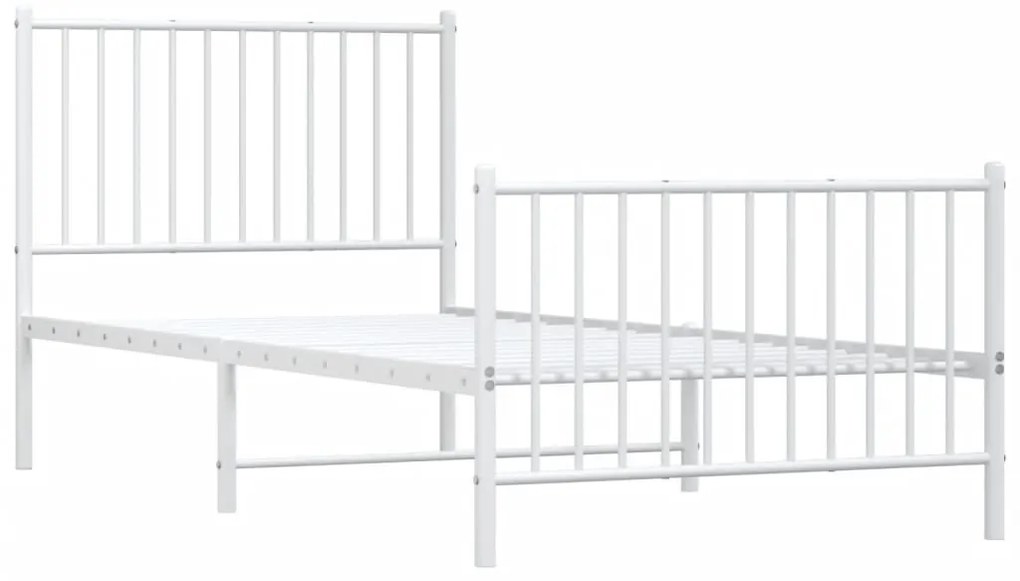 Estrutura de cama com cabeceira e pés 90x200 cm metal branco