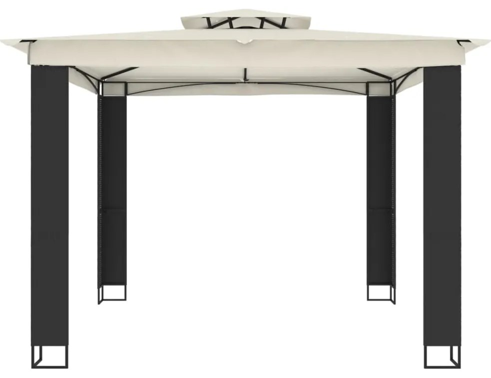 Gazebo com telhado duplo 2,94x2,94 m aço creme