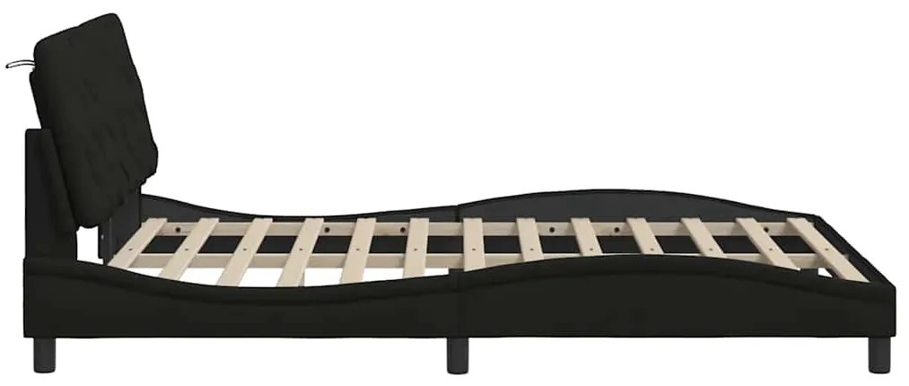 Estrutura de cama com LED sem colchão 140x190 cm tecido preto