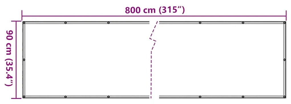 Tela de privacidade para varanda 800x90 cm PVC antracite