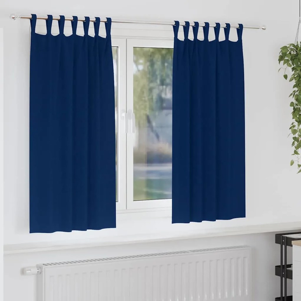 vidaXL Cortinas Blackout com Argolas 2 pcs Azul Escuro 175 x 140 cm