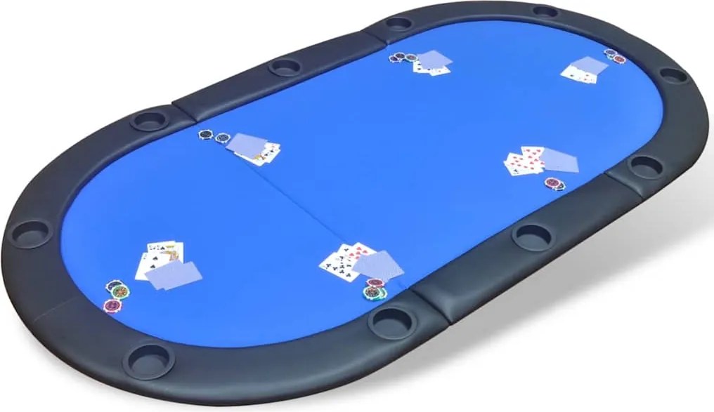 Mesa tabuleiro de poker dobrável 10 jogadores azul