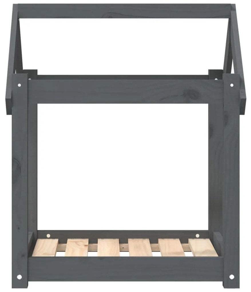 Cama para cães 61x50x70 cm madeira de pinho maciça cinza