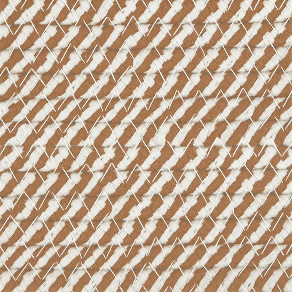 Cesto de arrumação Ø43x38 cm algodão castanho e branco