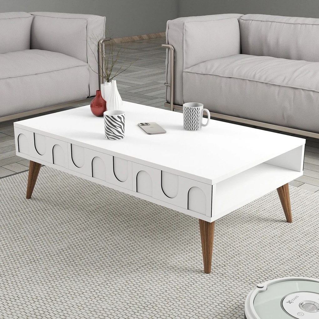 Mesa de Centro Lyon – Branco Noz – 105x34,6x60 cm