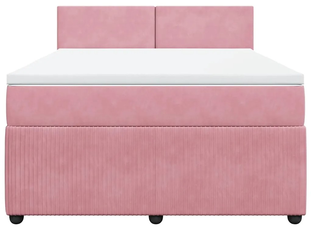 Cama com molas/colchão 160x200 cm veludo rosa