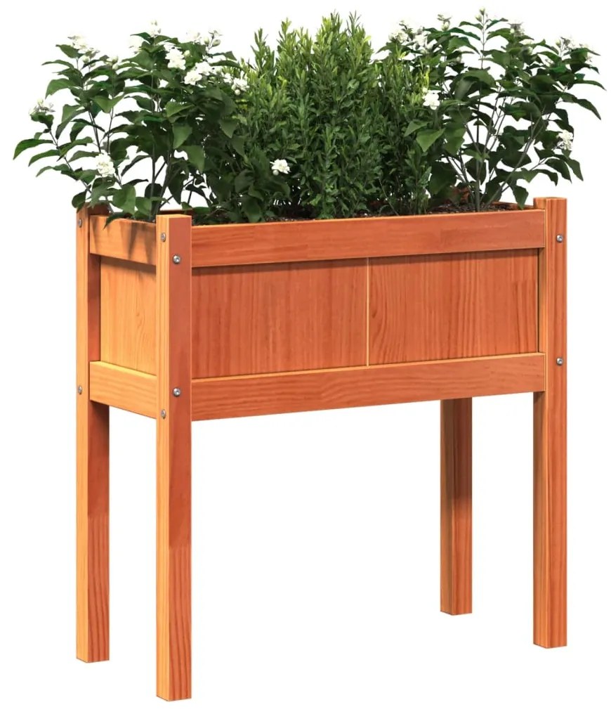 Floreira jardim c/ pernas 70x31x70cm pinho maciço castanho cera