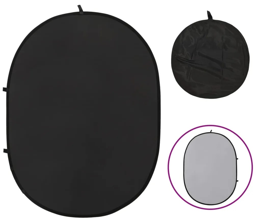 vidaXL Fundo de estúdio oval 2 em 1 200x150 cm preto e cinzento