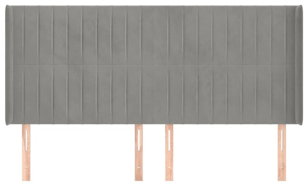 Cabeceira cama c/ abas veludo 163x16x118/128 cm cinzento-claro