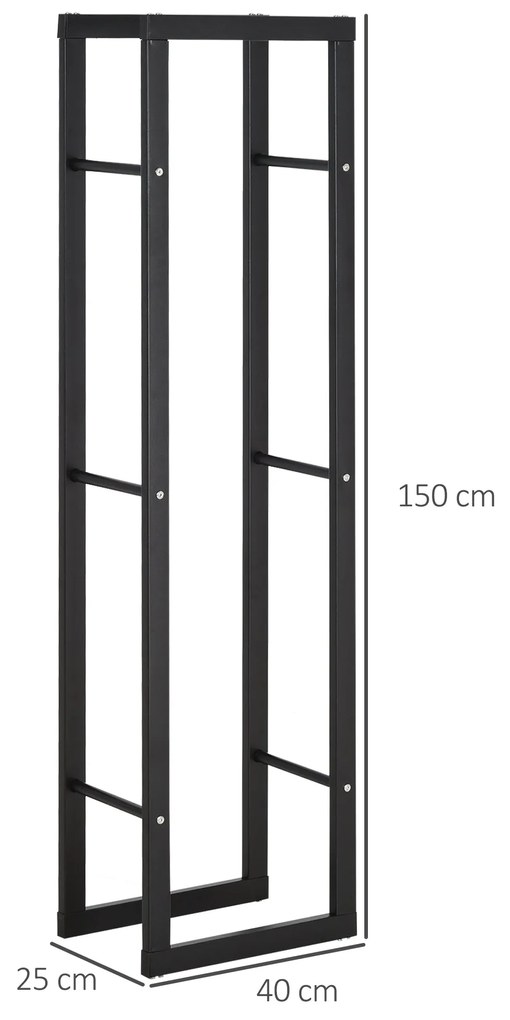 HOMCOM Suporte para Lenha de Metal Porta Lenha Metálico para Interior