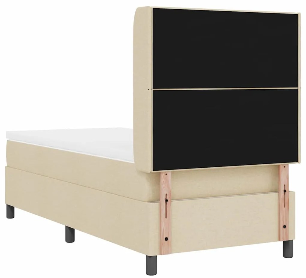 Cama com Estrado e Colchão - Creme, 100x200 cm em Tecido