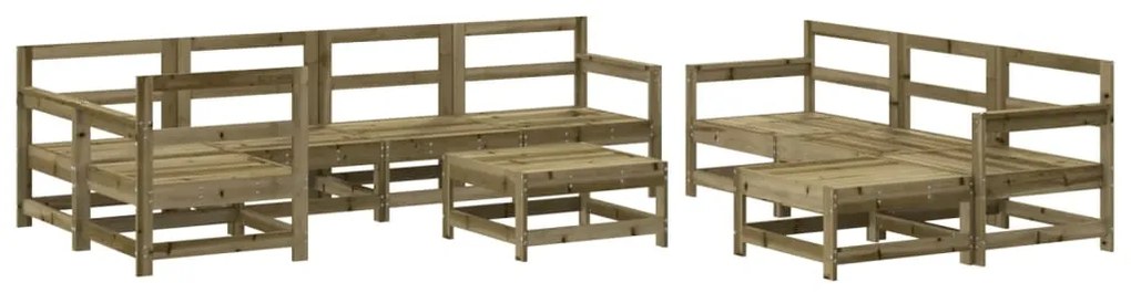 10 pcs conjunto lounge de jardim c/ almofadões pinho impregnado