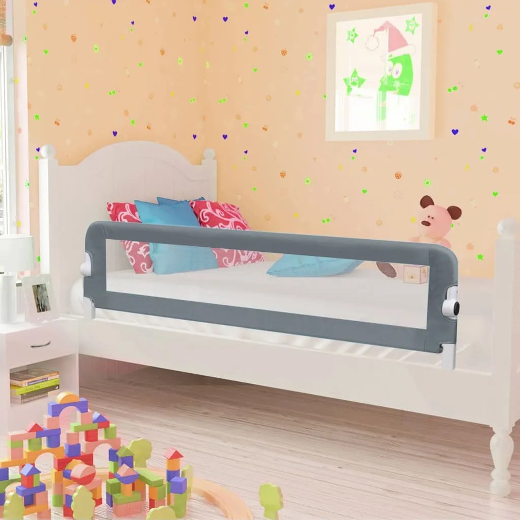 Barra de segurança p/ cama infantil 120x42cm poliéster cinzento