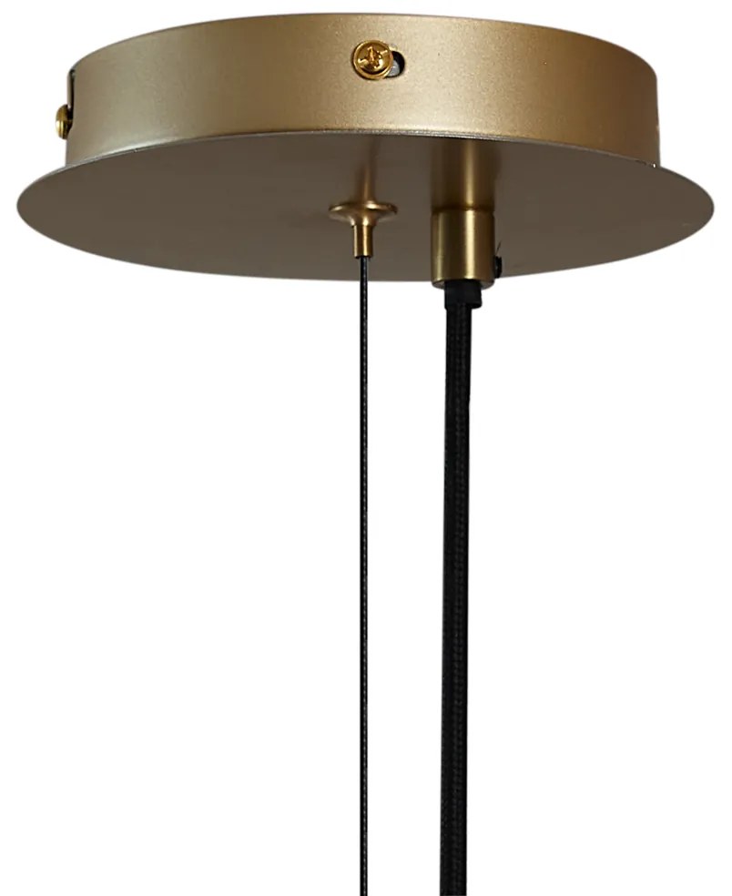 Candeeiro suspenso Art Déco dourado com vidro âmbar oval 14 luzes - Mochan