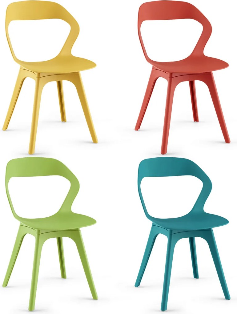 Conjunto de 4 cadeiras de jantar de plástico para cozinha modernas para sala de estar e receção Multicoloridas