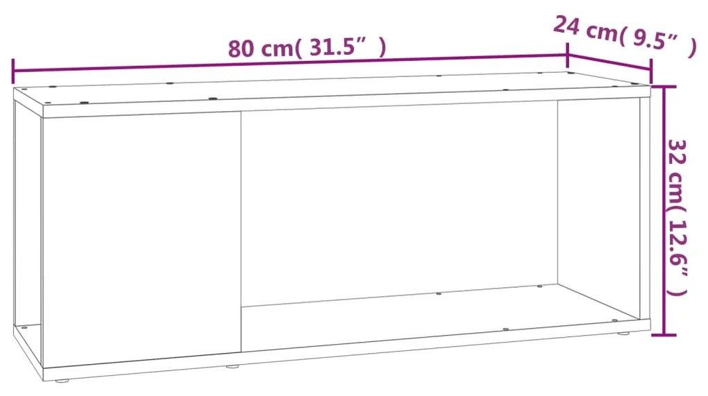 Móvel de TV 80x24x32 cm contraplacado cinzento-cimento