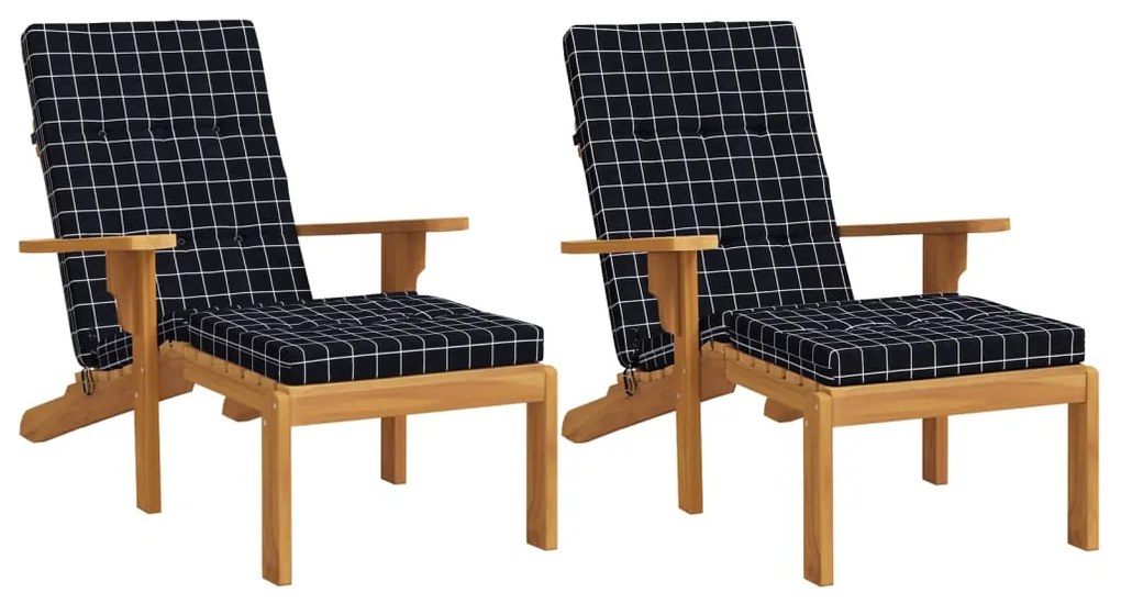 Almofadões p/ cadeira terraço 2 pcs tecido oxford xadrez preto
