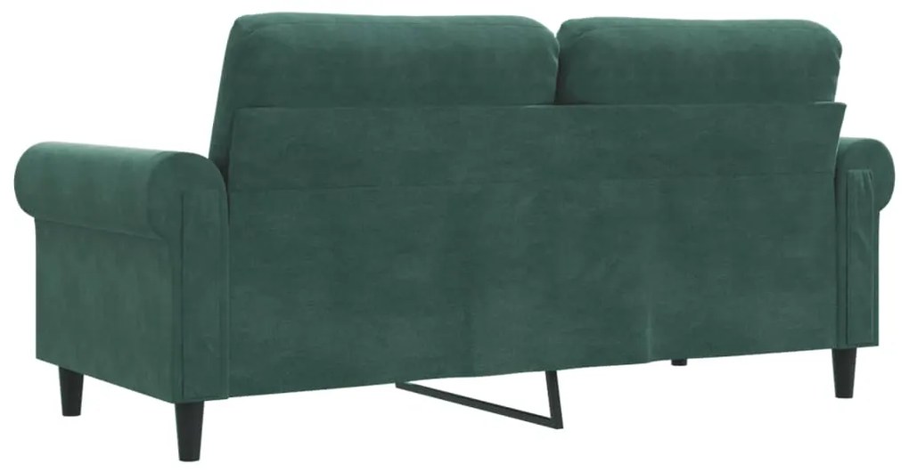 Sofá de 2 lugares 140 cm veludo verde-escuro