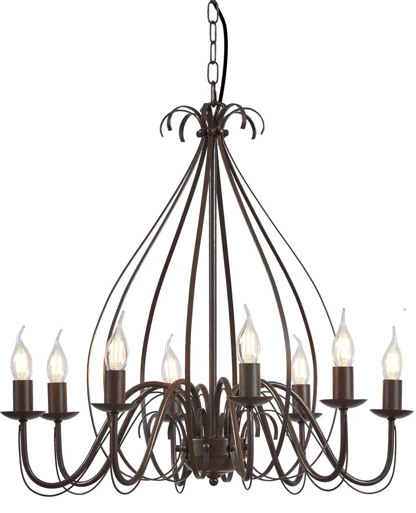 Lustre Clássico Castanho Ferrugem 8-Luzes - Giuseppe