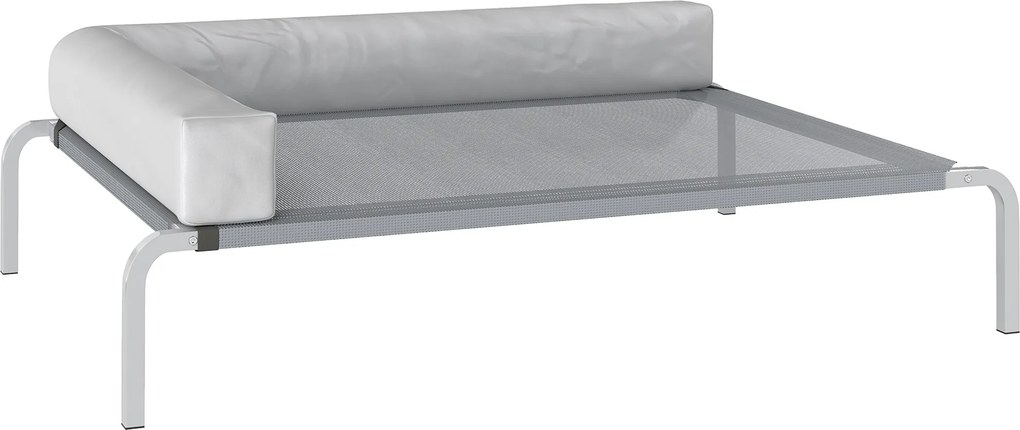 PawHut Cama para Cães ao Ar Livre, Cama Elevada para Cães de Porte Médio, com Almofada em L 110x75x30cm, Cinza claro | Aosom Portugal