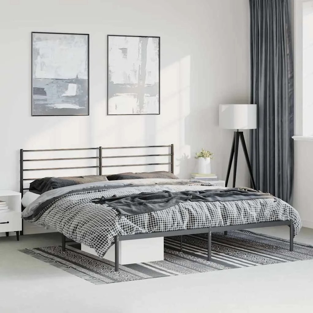 vidaXL Estrutura de cama com cabeceira 183x213 cm metal preto