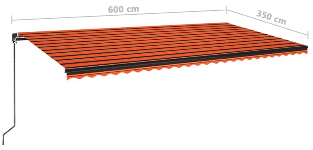 Toldo retrátil manual com LED 600x350 cm laranja e castanho