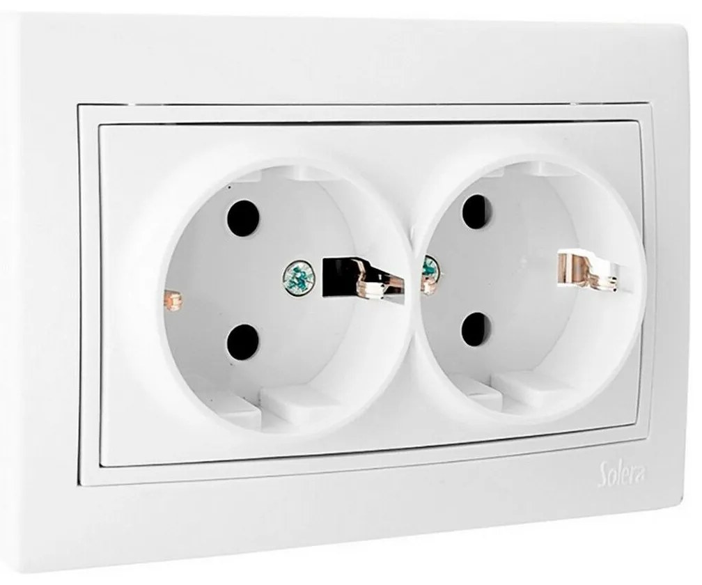 Base de ficha Solera Europa erp60/2u Duplo Obturador Branco Engastado 250 V 16 A