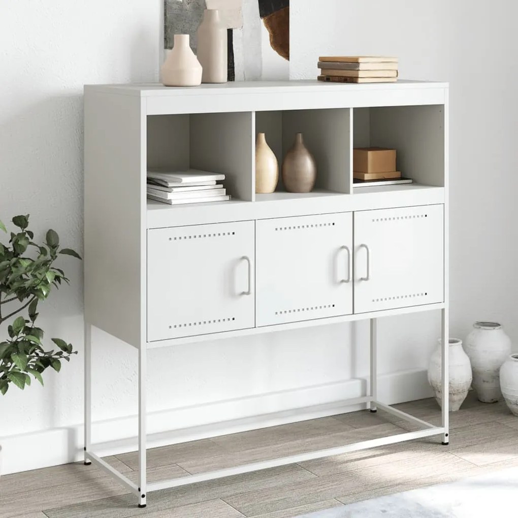 vidaXL Aparador 100,5x39x107 cm aço branco