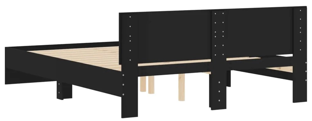 Estrutura de cama com cabeceira 140x200 cm preto