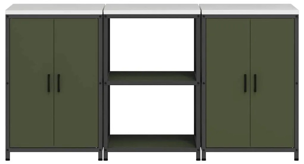 Conjunto de Armazenamento de Cozinha 3 pcs Verde Oliva