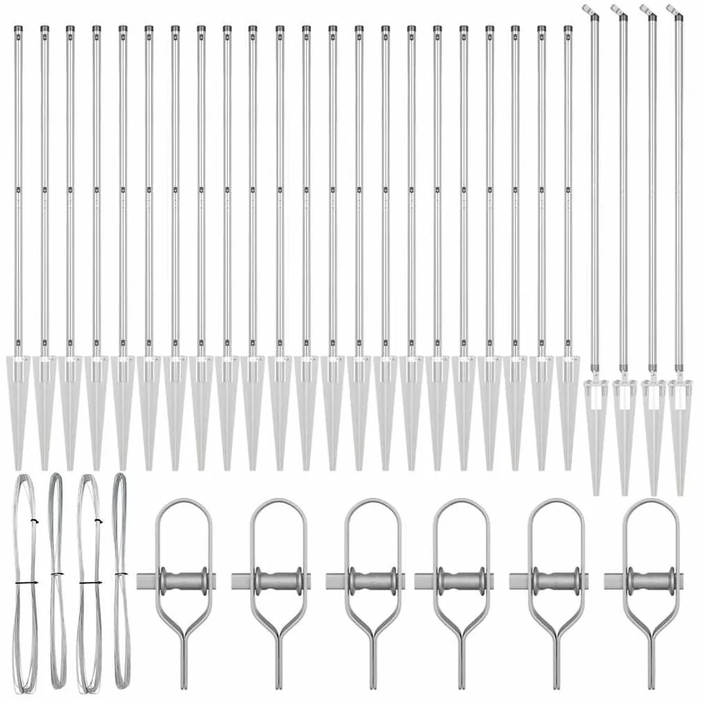 Posts de Cerca com Espeto, 26 pcs, Ø32 mm, 170 cm, Aço Galvanizado