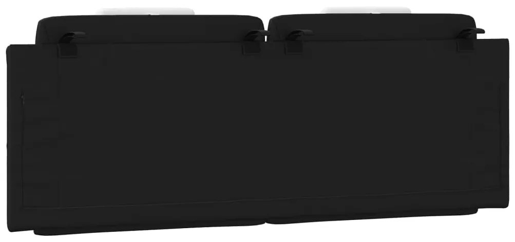 Almofadão de cabeceira 140 cm couro artificial preto e branco
