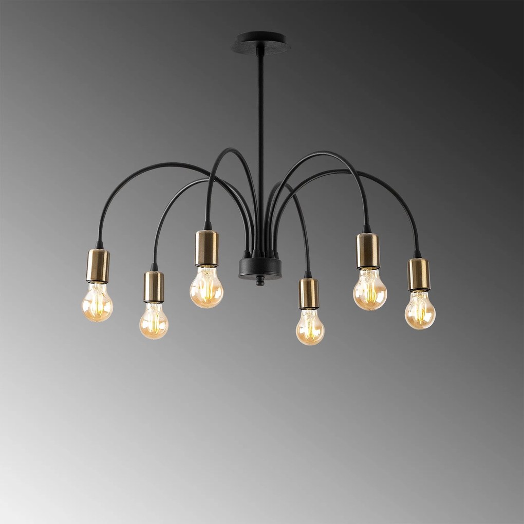 Candeeiro de Teto Sorek – Preto – 68 x 68 cm