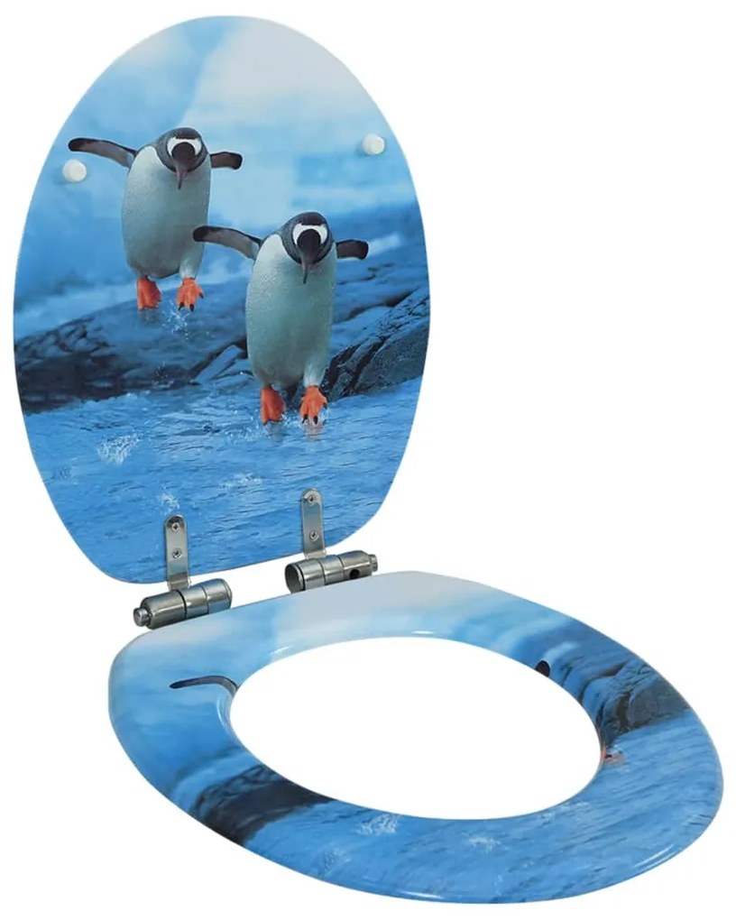 146917 vidaXL Assento de sanita com tampa de fecho suave MDF design pinguim