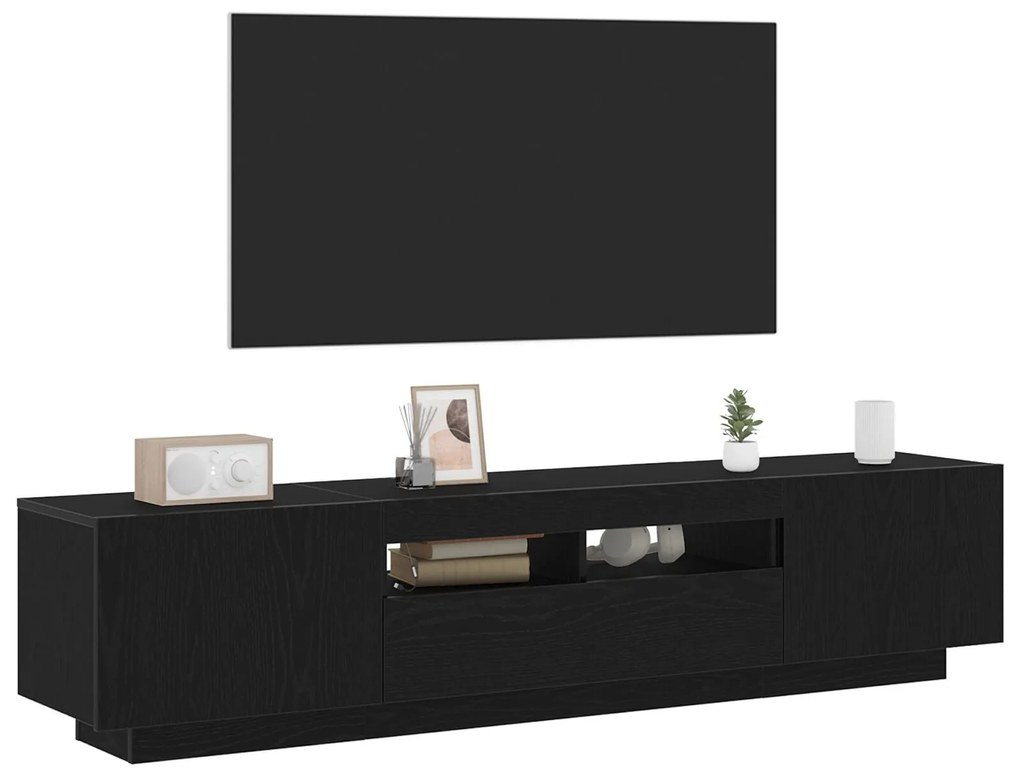 Aparador de TV vidaXL com Luzes LED em Madeira de Carvalho 180x35x40 c