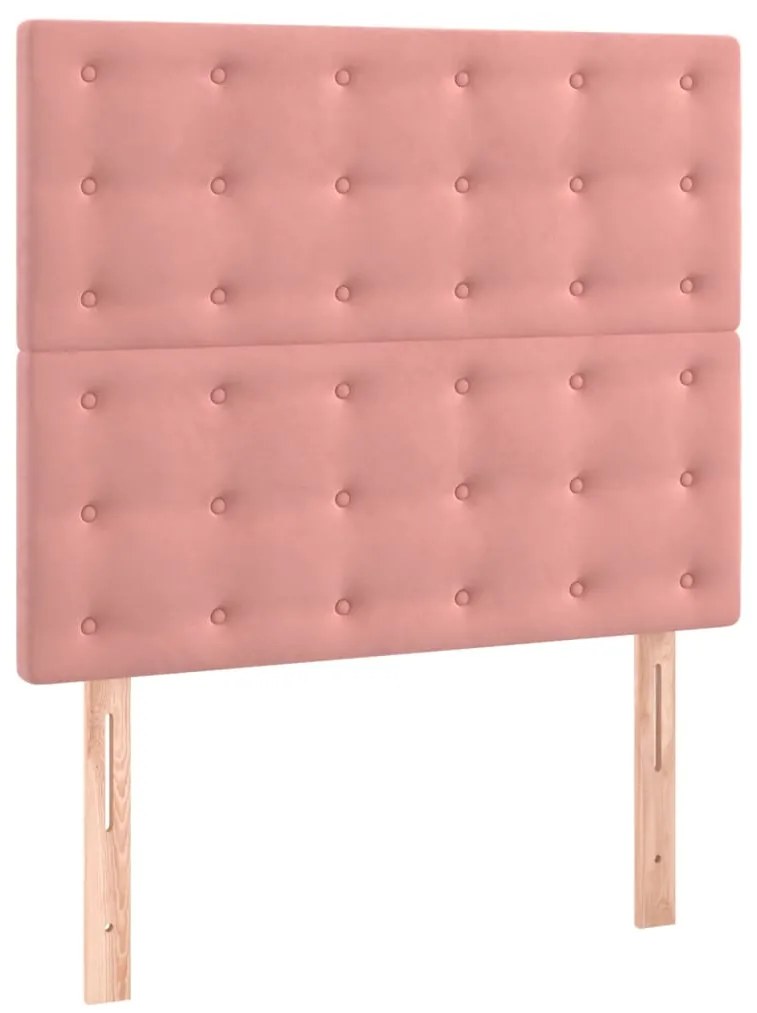 Cama com molas/colchão 100x200 cm veludo rosa